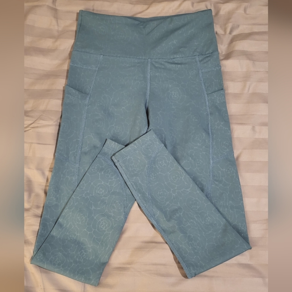 Dark Teal Floral Pocket LNT leggings